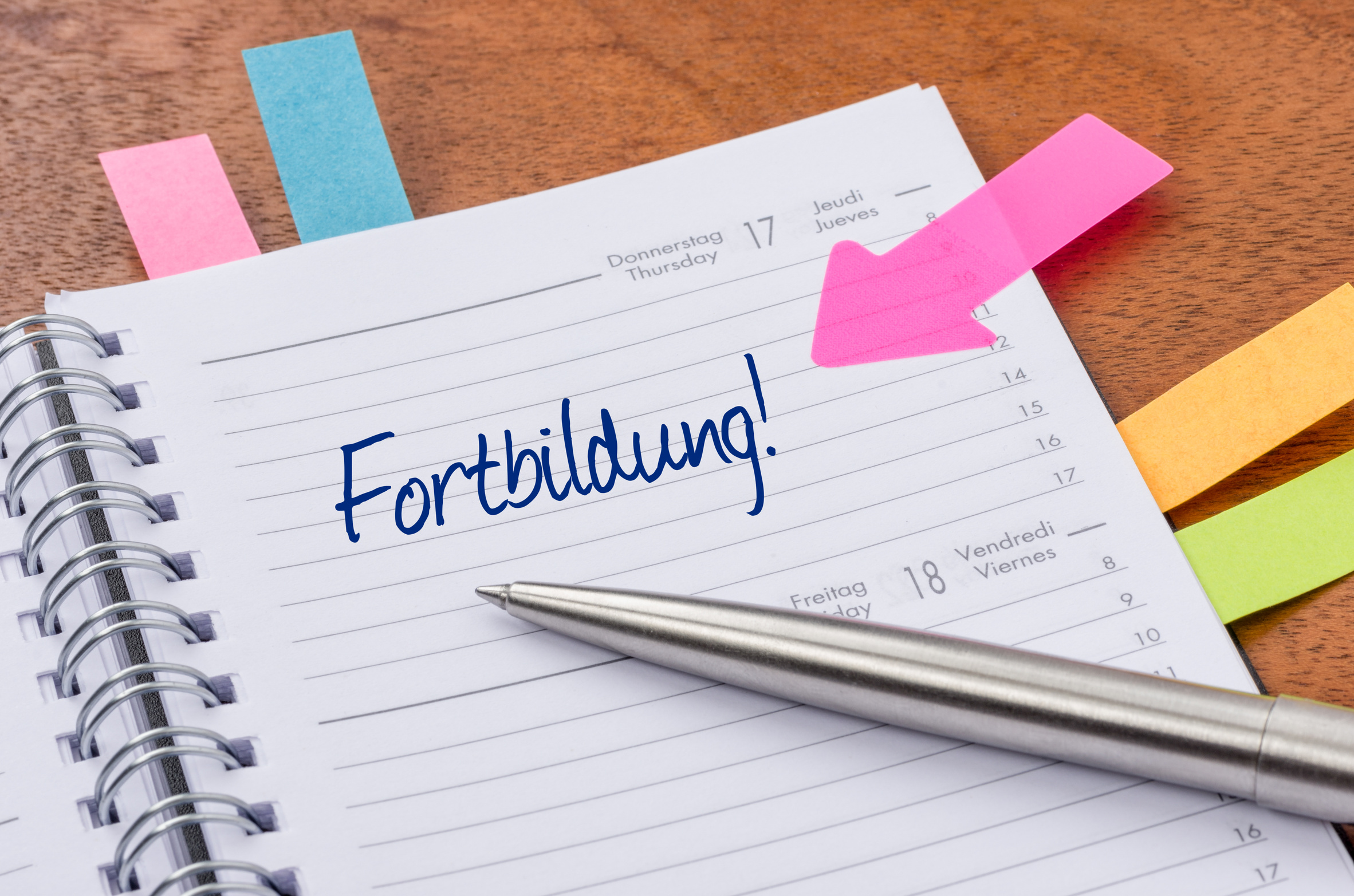 Terminkalender mit Hinweissticker - Fortbildung
